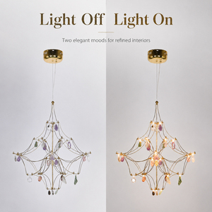 Natural Crystal Pendant Chandelier Decorative Brass Hanging Lamp Luxury Artistic Ceiling <b>Light</b> for <b>Dining</b> Room Living Room Hotel - Product Image 4