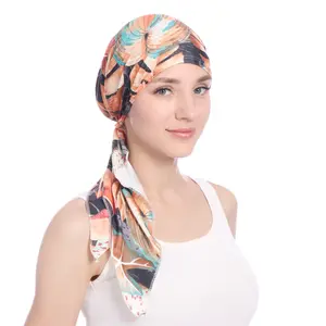Women Floral Printed Muslim Cloth Hat Headband Middle East Head Wrap Hijabs Headscarf Beanie Head Covering Hat