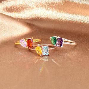 Anillo de Boda de Plata de Ley 925 con Doble Piedra Toi Et Moi, Corte Pera, Moissanita, Certificado, Engaste de Puntas, Personalizado para Mujer - Product Image 1