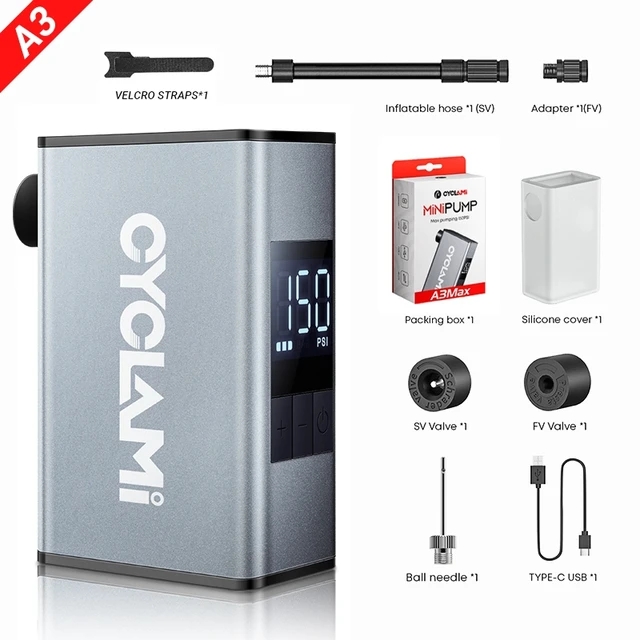 CYCLAMI 自転車 電動 携帯ポンプ A3Max 150PSI Amazon.com : CYCLAMI Mini Bike Tire Pump,Max 150PSI Electric