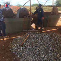 Équipement de broyage à moulin rond, machine à broyage à deux roues à tambour humide pour minerai d'or