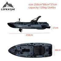 La Chine usine 8FT siège unique 1 personne Kayak de pêche 2.5 onglets petite pédale kayak simple peut installer moteur utilisé dans la rivière du lac