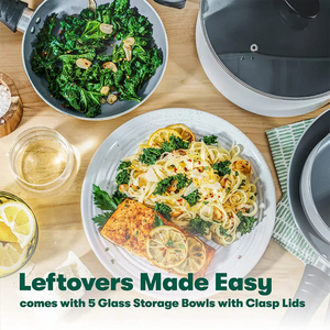 Modern Ceramic Marble Coated Pot Pan Silicone Glass Lids Bakelite Handles Non-Stick Forged Aluminum 6-Piece Oven <b>Cookware</b> <b>Set</b> - Product Image 3