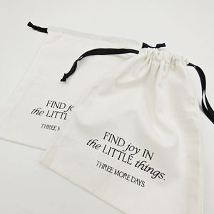 Low MOQ Organic Cotton Drawstring Earrings <b>Gift</b> <b>Bag</b> Custom Logo Silk Screen Printed Canvas <b>Fabric</b> Pouch Recyclable Jewelry - Product Image 1