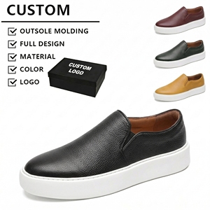 Echte lederen instappers zonder veters, zwart, casual, voor heren - Product Image 1