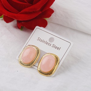 Boucles d'oreilles vintage en acier inoxydable texturé avec <span class=keywords><strong>pierre</strong></span> œil de tigre et turquoise pour femmes, bijoux de mode bohème européens en gros - Product Image 4