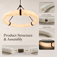 Lustre Moderne Translucide Blanc en Onyx Artificiel Décoratif, Anneau en Albâtre, Décoration Murale de Luxe pour la Maison, Découpable sur Mesure