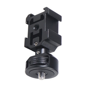 Camera Triple Cold Shoe 1/4'' Screw Adapter Extend Expansion <strong>MIC</strong> Fill Bracket Three <strong>Heads</strong> for LED Fill Light Microphone - Product Image 6