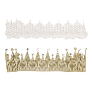 Corona di Perle per Compleanno, Fasce Elastiche per Capelli, Accessori per Capelli Bianchi con Perle per Bambine, Tiara Dorata da Principessa per Bambine - Product Image 4