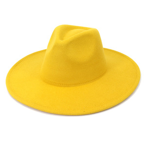 2023 Solid Color Polyester Cotton Vegan Material Large Brim Fedora <strong>Hat</strong> for Women <strong>Men</strong> Party Music <strong>Festival</strong> Fashion Fedora <strong>Hats</strong> - Product Image 3
