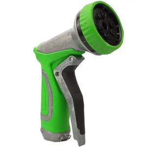 Metal Zinc Alloy Water Spray Nozzle Soft Grip Support Garden Hose Spray Gun Nozzle 3/4 GHT Thread and Quick Connect Garden Hose