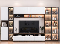 Meuble TV et Table Basse en Bois Personnalisables Nouveau Design 2,0 Mètres Meubles de Salon Modernes Noir Vente Chaude