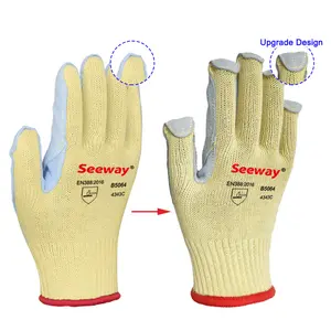 Seeway终极保护芳纶纤维涂层优质皮革防切割手套