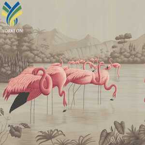 <span class=keywords><strong>Papier</strong></span> <span class=keywords><strong>peint</strong></span> personnalisé de style nordique moderne, paysage 3D, flamant rose, magnifique murale rose pour la chambre des petites filles, pour l'intérieur des hôtels - Product Image 3