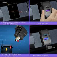 Enchufe USB Tipo Interruptor Basculante con Puertos Duales PD y QC3.0 de 12-24V para Autos, Barcos, Autobuses, Camiones, Carritos de Golf y Autocaravanas