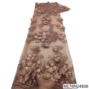 Beautifical 3D Hoa Ren Thêu Vải cô dâu đính cườm ren vải trắng cho đám cưới/Đảng ml1n766 - Product Image 6