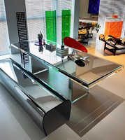 Table à manger rectangulaire en verre avec base en acier et plateau en verre trempé pour salle à manger, cuisine, salle de conférence, vente en gros
