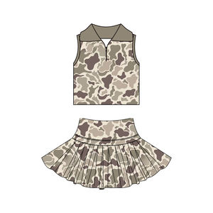 GSD3967 CUSTOM Ensemble sans manches pour petite fille, imprimé camouflage violet, tenue pour enfants, vente en gros, ensemble jupe pour fille - Product Image 4