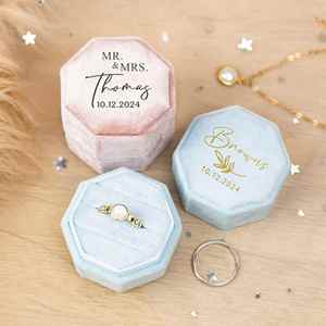 Custom logo Printed Wholesale New Style Velvet High-end Ring <b>Box</b> Proposal Jewelry Storage Packaging Jewelry <b>Box</b> - Product Image 2