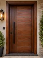 Porte en bois résidentielle exquise, chaleureuse et confortable, de la marque Prima Factory, avec design Shaker, pour appartement et maison.