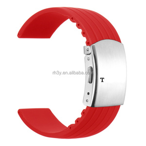 Bracelet de remplacement en caoutchouc silicone respirant Beyourself/Heritage avec motif textuel coloré et logo pour montres de 18 à 24 mm - Product Image 3