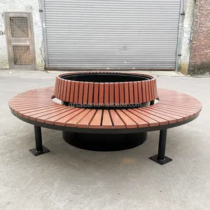 Ronde Buitenstoel Metalen Buitenbank Gegalvaniseerd Houten Terrasbanken Voor School - Product Image 4