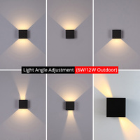 Lumière murale LED carrée en forme de cube pour l'extérieur, éclairage mural intérieur/extérieur pour hôtel, éclairage vers le haut et vers le bas
