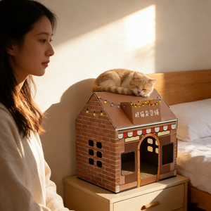 Casa para Gatos de Cartón Corrugado Reciclable al por Mayor - Refugio para Entrenamiento de Orina para Criadores de Gatos, Pedidos al por Mayor - Product Image 1