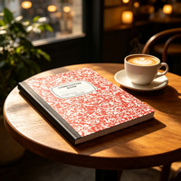 Carnet en marbre rose personnalisé en gros avec dos noir pour la papeterie étudiante