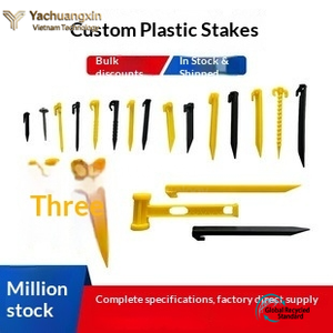 Piquets de tente en plastique jaune de qualité industrielle avec design dentelé pour le camping en extérieur toutes saisons, emballés - Product Image 3