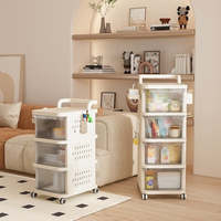 Étagère de rangement en plastique mobile avec roulettes et tiroirs, chariot de rangement roulant, organisateur mobile multifonctionnel pour jouets et collations
