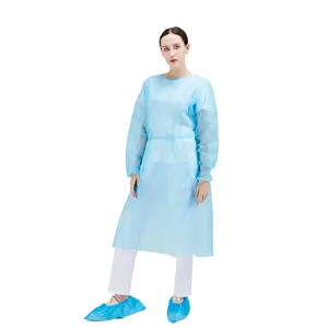 Uniforme d'isolation de médecin d'infirmière en gros PP Non tissé blouse médicale d'hôpital jetable