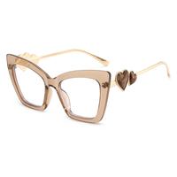Twooo T1636 Nouveauté Lunettes de soleil tendance à la mode avec monture large œil de chat cœur anti-lumière bleue