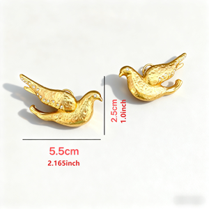 Pendientes de Botón Elegantes con Forma de Paloma de la Paz con Incrustaciones de Diamantes de Schiaparelli para Mujer, Chapados en Oro de 18k, Joyería de Latón que No Destiñe, Regalo - Product Image 2