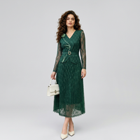 Robe plissée décontractée pour femme, directement de l'usine, à manches longues, coupe ample, style A-line, avec dentelle florale 3D, robe longue plissée Miyake