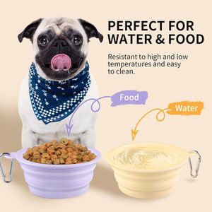 Tazón de Silicona Plegable para Mascotas, Color Macaron, para Beber al Aire Libre, Tazón de Silicona para Comida y Agua, Tazón Portátil de Viaje para Mascotas - Product Image 3