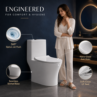 Toilette intelligente à détection automatique avec réservoir intégré, en céramique, à poser au sol, avec siège chauffant