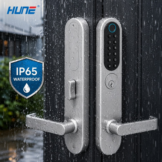 HENE Waterproof IP65 Ultra Low Power Smart Lock with Memory Card Support for Wood Door-Energy Saving & Anti-Power Outage