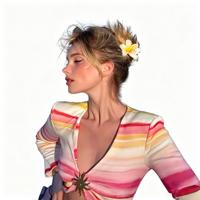 Jepit Rambut Wanita Motif Bunga Plumeria Gradasi Musim Panas Gaya Jepang Korea untuk Fotografi Tepi Laut, Jepit Rambut Model Cakar Hiu untuk Liburan