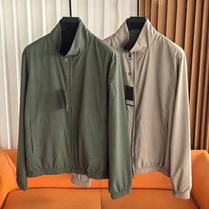 Customized Autumn Winter Stand Collar Casual Trend Commuter Windproof Soft Fabric <strong>Old</strong> Money Style <strong>Men's</strong> Reversible Flight <strong>Jacket</strong> - Product Image 1