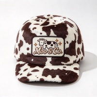 Casquette à visière plate à 5 panneaux avec logo brodé personnalisé de haute qualité, OEM ODM, Gorras, casquette snapback en laine à imprimé vache