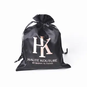 Wholesale packaging satin drawstring bag Custom logo satin jewelry pouch bag