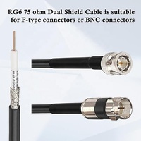 Câble coaxial à double blindage RG6 à blindage quadruple avec conducteur en cuivre nu, gaine en PVC, longueur de 305 mètres, compression étanche