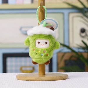 Porte-clés en peluche carré motif dessin animé Fluffy Milk Cap, mini pendentif en peluche douce à poils courts, décor brodé coloré bonbon, cordon de printemps - Product Image 4