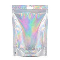 Sacs en film holographique laser personnalisés avec logo, 100 pièces, transparents, refermables, en mylar, avec fermeture éclair, pour bijoux, bonbons, emballages alimentaires