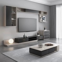 Meubles de salon en vente flash, style nordique moderne de luxe, prix bas, ensemble de meuble TV et table basse noirs