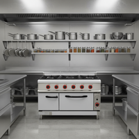 Cuisinière à gaz commerciale en acier inoxydable, équipement de cuisine, cuisinière à gaz 6 brûleurs avec four