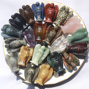 Vente en gros d'oeil de tigre naturel cristal pierre Reiki sculpté cristal artisanat avec ange décoration de la maison matériau mixte pour le thème de l'amour - Product Image 4