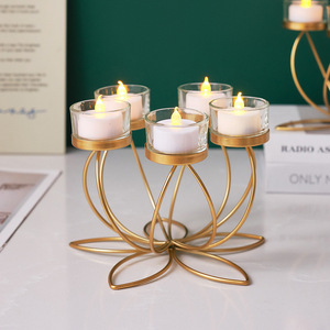 <b>Iron</b> Candle Holders Gold Plated 3 Arm Tea Light Holder For Wedding Home Decoration - Product Image 4