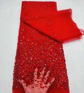 Nhà Máy Nhà Sản Xuất Pháp Ren Vải Bầu Trời Màu Xanh Thêu Pháp Ren Đính Cườm Đám Cưới Ren Vải - Product Image 5